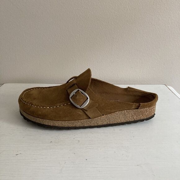 Birkenstock Tan Suede Clogs with Buckle - Picture 6 of 11